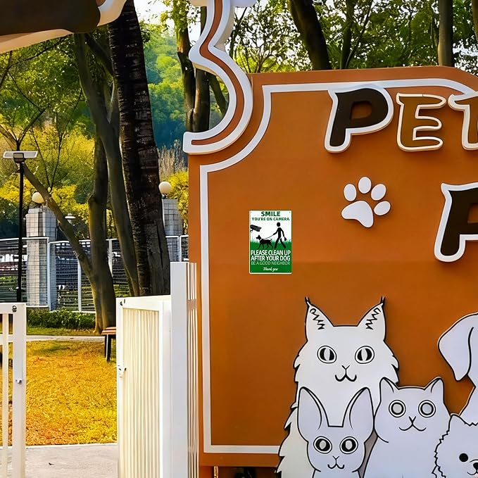 PLEASE CLEAN UP AFTER YOUR DOG Sign Decorative Signs Chic Metal Yard Signs for Outdoor Patio Porch Decor No Pooping Dog Signs for Yard (Color07)