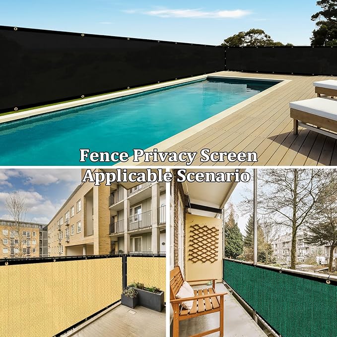 Shade&Beyond 6'x76' Dark Green Privacy Screen Fence Cover 170 GSM Fencing Mesh Fence Panel for Wall Garden Yard Backyard Indoor Outdoor Home Decoration