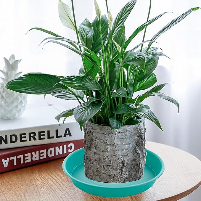 2 Pack of 20 21 inch Plant Saucer Round, Deep Plant Saucers for Pots, Heavy Duty Plastic Plant Drip Tray for Indoors Outdoor, Bird Bath Bowls, Plant Trays for Planter 19-22" (21 inch, Teal)