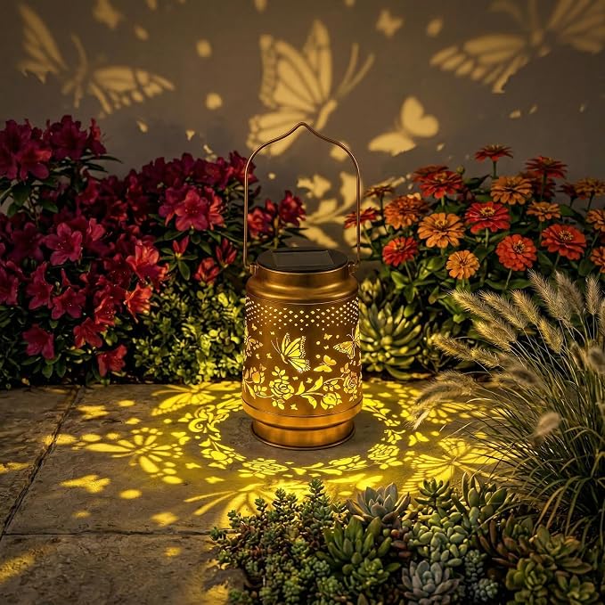 Solar Lanterns Outdoor Waterproof, Butterfly Birthday Gifts for Women Mom Grandma, Garden Hanging Solar Lantern Lights for Patio