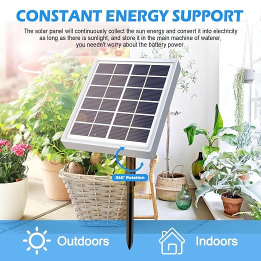 Solar Drip Irrigation System, 50FT Automatic Plant Watering Kit for 15 Potted Plants, IP67 Waterproof Solar Irrigation Indoor and Outdoor Use with Multi-Timer Modes for Garden, Balcony,Patio