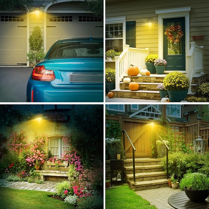 kolpop 6 Pack Solar Motion Lights Outdoor, 3 Modes/100LED Security Wireless IP65 Waterproof Wall Outdoor for Front Door, Backyard, Garage, Deck(Warm White)