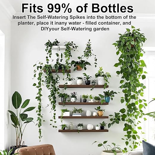 8 Pack Self Watering Spikes for Indoor Plants - Automatic Plant Watering Stakes with Slow Release Control - DIY Drip Irrigation System for Vacation & Potted Plants (Fits Most Plastic Bottles)
