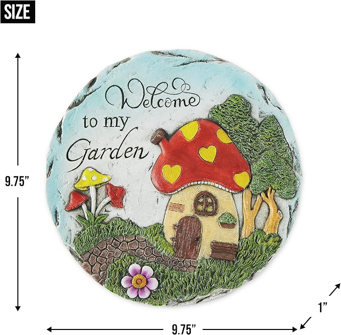 DII Cement Stepping Stone Collection Decorative Colorful, 9.75" Diameter, Welcome