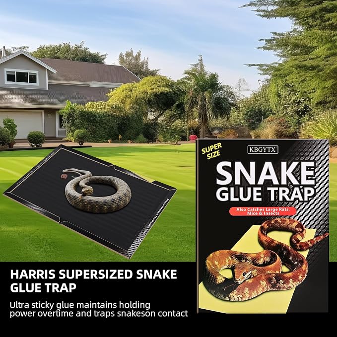 4 Pack 10" x 16" Large Snake Glue Traps with Enhanced Stickiness, Snake Rat Sticky Pad Board for House Indoor Outdoor, Sticky Glue Traps for Snakes, Mice, Rats, Easy to Set