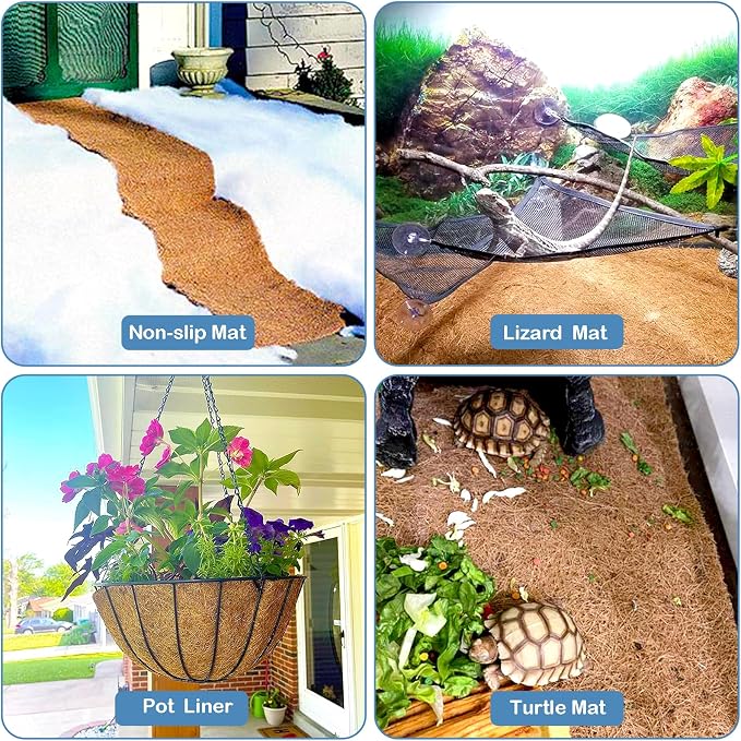 Coco Liner Roll, 16 x 120 inch Natural Coconut Liners for Planters, Coco Coir Liner Mat for Hanging Basket Animal Pet Pad Reptile Carpet Garden Decoration