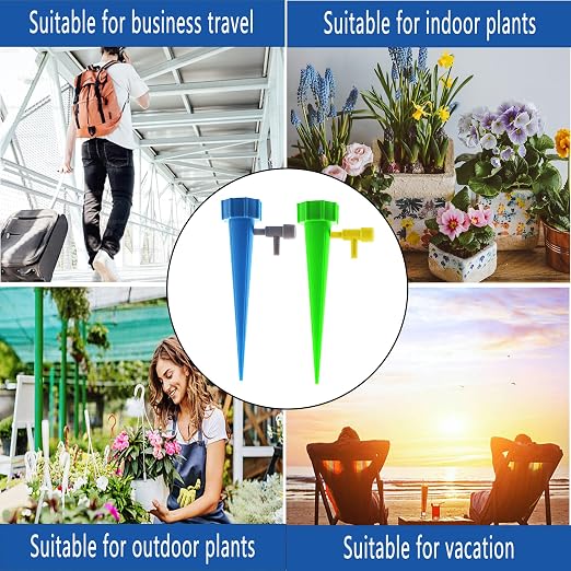Self Watering Spikes 24 PCS, Auto Plant Watering Devices with Adjustable Release Control Valve Switch,Suitable for Indoor and Outdoor Plants Use