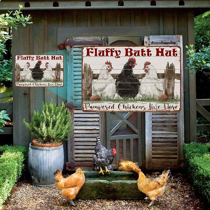 Chicken Coop Metal Sign Accessories Funny Chicken Coop Sign For Home Decor Kitchen Decoration Wall Art Farm Farmhouse Vintage Decor 12 * 8in