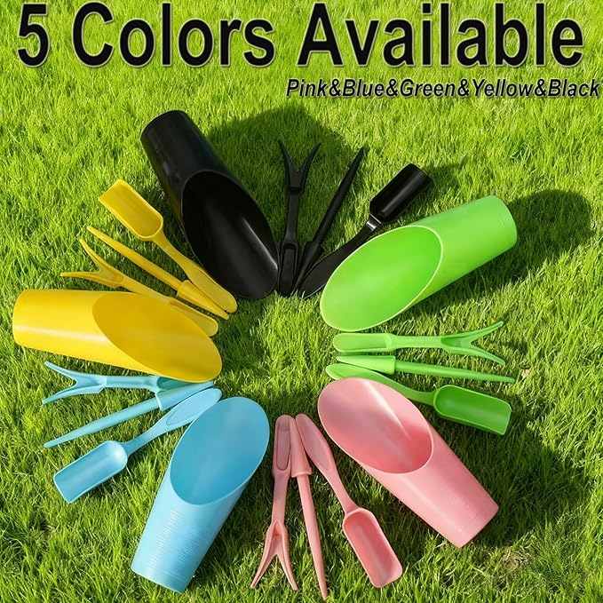 8Pcs Set Mini Garden Shovel Hand Tools Transplanting Potting Tool Set Indoor Soil Spoon Scoop Plastic Kits (Blue-8pcs Set)