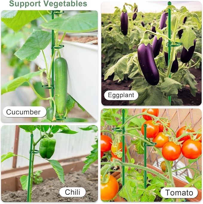 Plant Stakes 17 inch SupKing Support Stick Orchid Stakes with Clips 10Pcs Garden Plant Poles Extended to 3/4/5ft for Indoor Outdoor Potted Tomato Rose Amaryllis Vegetables Monstera -Green