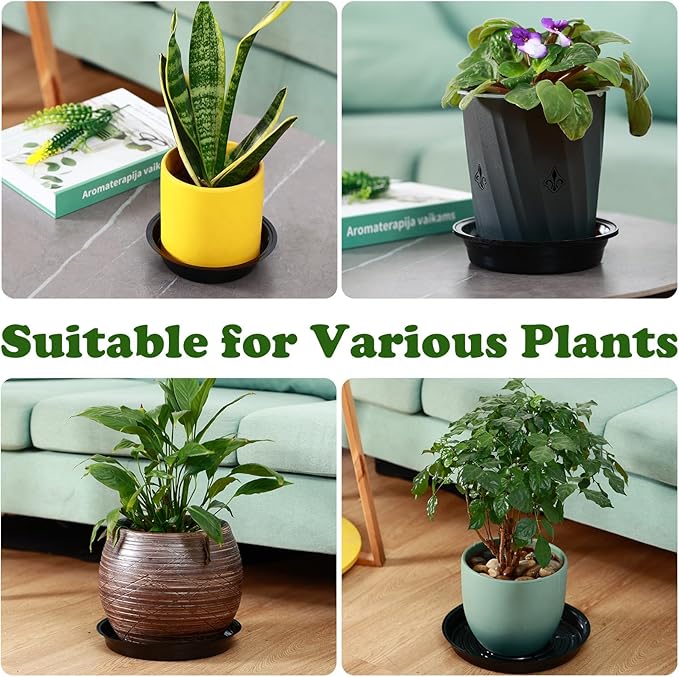 20 Packs 20 Inches Extra-Large Black Plant Saucers for Indoor Outdoor Use Heavy Duty Plastic Plant Trays for Planter Bulk Flower Pot Drip Trays to Catch Water, 4 to 20 Inch