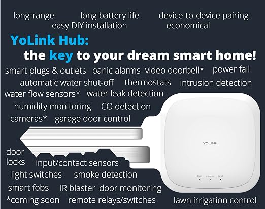 YoLink Weatherproof Fluid, Air, Surface Extreme High/Low Temperature Sensor with Probe, 1000 feet Long Range, App Alerts, Text/SMS, Email Alerts, YoLink Hub Included