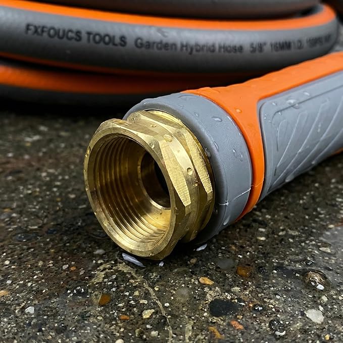 PremiumPro 75FT 5/8" Heavy Duty Reinforced Garden Hose, Large Flow,600 PSI Burst Pressure, Four Layer Hybrid Polymer Anti Kink with 360 Swivel Brass Connectors and handle for yard,washing & irrigation