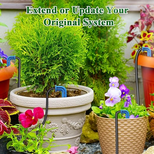 Solar Irrigation System Accessories for Plant Watering Devices Accessories for Potted Plants,Irrigation System Kit Accessories with 10M Hose / 10 Drippers / 10 T-Connectors/Filter