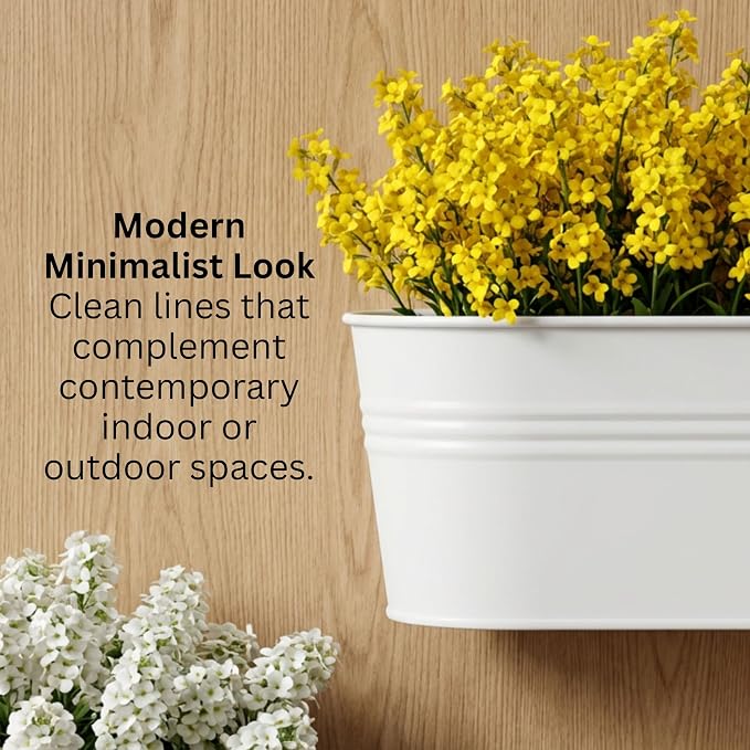 LaLaGreen Wall Planter (9.8 Inch, 8 Pack) White Oval Metal Wall Planters for Indoor Plants Hanging Decor Plant Holder Home Pots Mounted Garden Flower Balcony Decoration Porch Drainage Pot Baskets