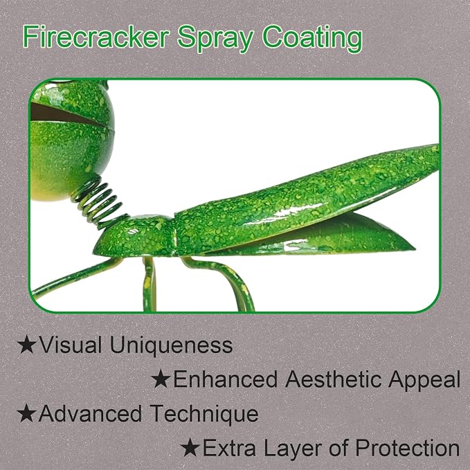 Metal Grasshopper Garden Decor Outdoor Wall Art Decor Colorful Outdoor Sculpture Yard Art Patio Entryways Unique Home Accent-Green