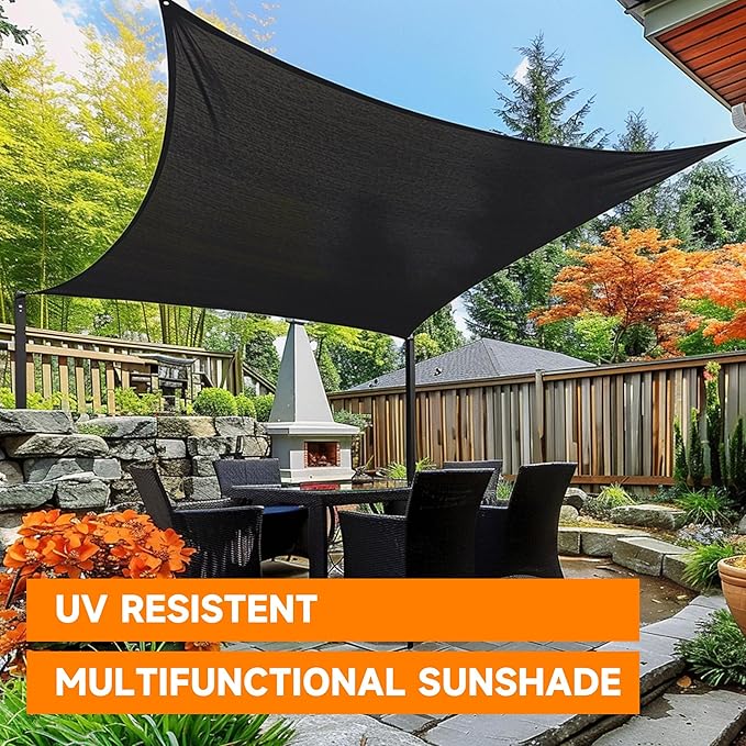 90% Shading Rate 12'x12' Black Shade Cloth,UV Resistant Durable Mesh Tarp with Grommets&Reinforced Edges, Shade Net Using for Plants Cover, Greenhouse, Dog Kennel, Patio, Chicken House