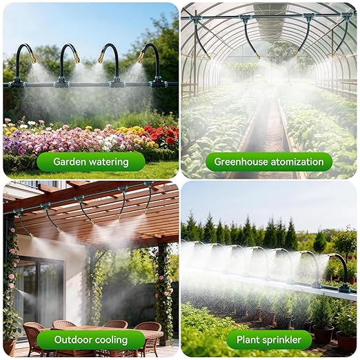 360° Adjustable Drip Irrigation System 100FT,5/16" Garden Watering Kit with 16 Copper Nozzles,82Pcs Drip Irrigation Kit,Automatic Misting Sprinkler System for,Raised Bed, Patio, Lawn & Yard Care