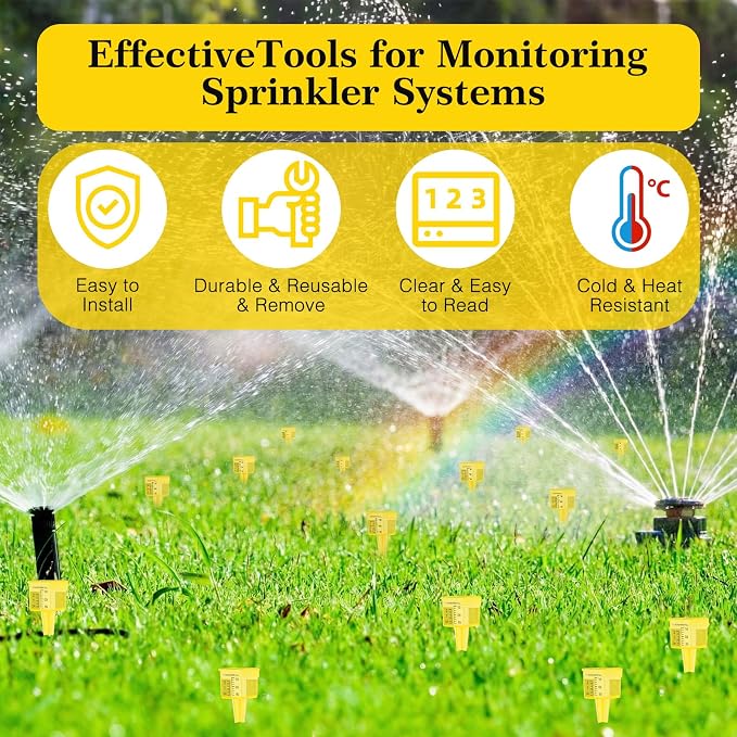 10 Pack Rain Gauges, 1.5" Rain/Sprinkler Gauge for Lawn with Wide Mouth, Accurate Outdoor Rain Gauges Measuring Tool for Yard Garden Deco (Yellow)