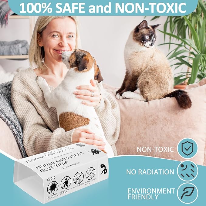 Qualirey Mouse and Insect Glue Boards Pest Glue Traps Bulk Large Mouse Rat Trap Sticky Adhesive for Mice Spider Moth Cockroaches Cricket House Indoor Outdoor Non Toxic(300 Pcs,9.72 x 5.12 Inch)