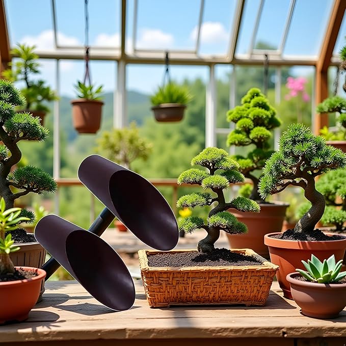 2Pcs Coffee Color Bonsai Soil Scoops, Plastic Garden Soil Scoops,Garden Potted Plant Succulent Planting Tool Gifts Tool