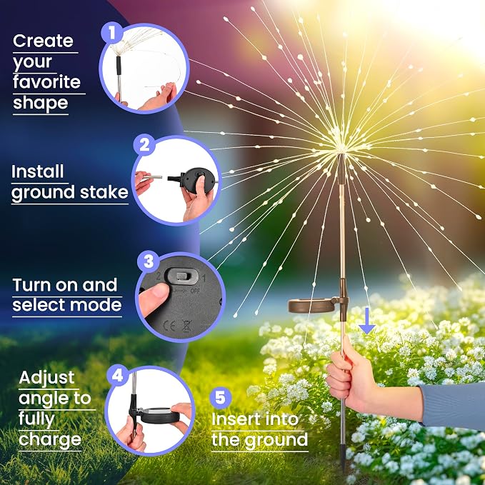 GIGALUMI Garden Outdoor Decor Lights 120LED 2Pack, Solar Garden Lights for Yard Outside Fairy Decorative,Solar Powered for Yard Pathway Flowerbed Planter Balcony Patio Decor(Purple)