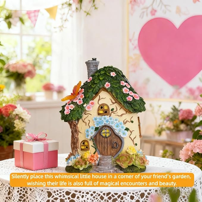 Fairy Garden Houses, Fairy Houses,Fairy Houses for Outside,Fairy Garden Houses Outdoor,Solar Fairy Garden,gnome House,Fairy Garden,Fairy Garden Accessories, for Women Gift/Teenage Gift