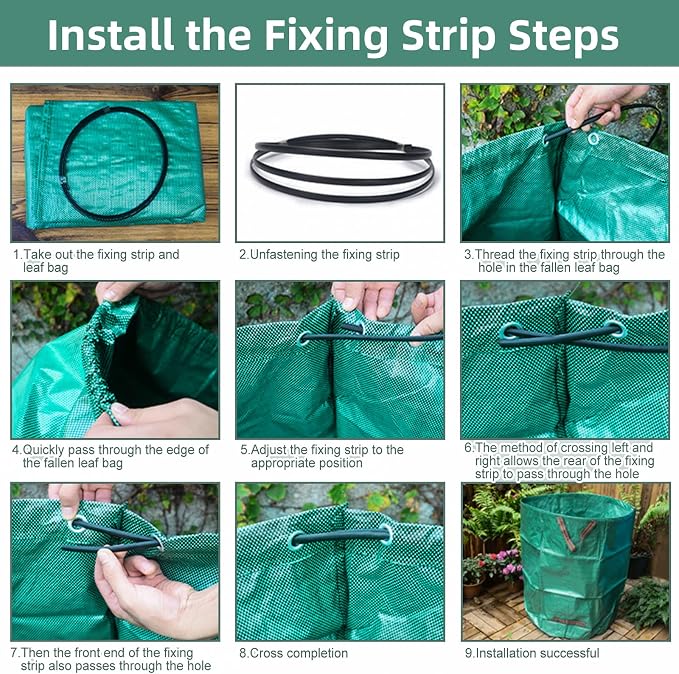 2-Pack 72 Gallons Leaf Bags, Reusable Yard Waste Bags, Heavy Duty Upright Lawn Bags with 4 Handles for Garden Leaves and Waste Collection, Lightweight Portable Yard Trash Bag