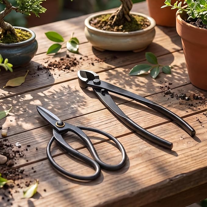 2 Pack Garden Scissors, Stainless Steel Bonsai Pruning Shears with Comfy Grip Handle, Multipurpose Trimming Shears for Bonsai, Herbs, Flowers, Home, Office (Floral Scissors Set)