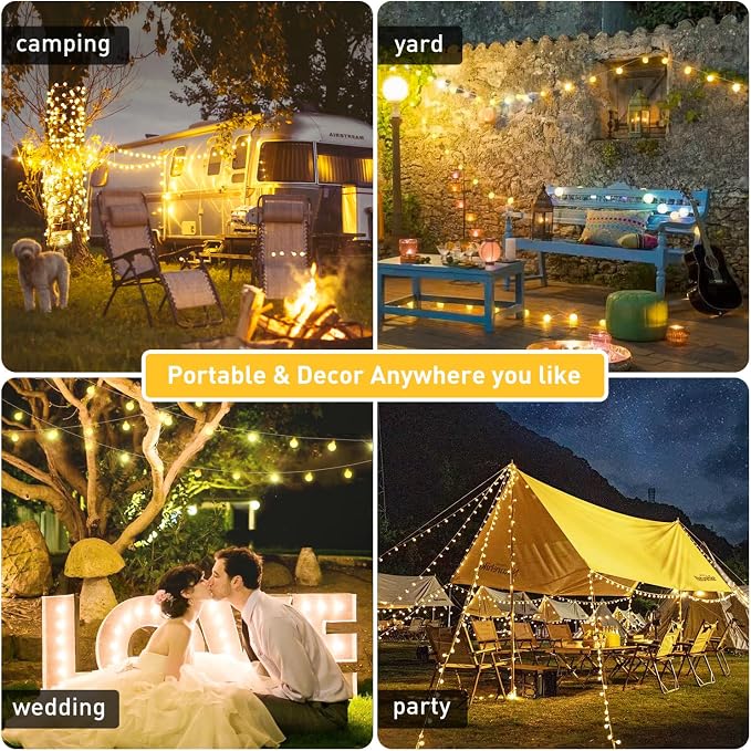 JMEXSUSS Globe Battery Operated Christmas Lights Indoor, 100 LED Battery Powered String Lights Outdoor Waterproof, 33ft Christmas String Light with Remote Timer for Bedroom Camping Decor, Warm White