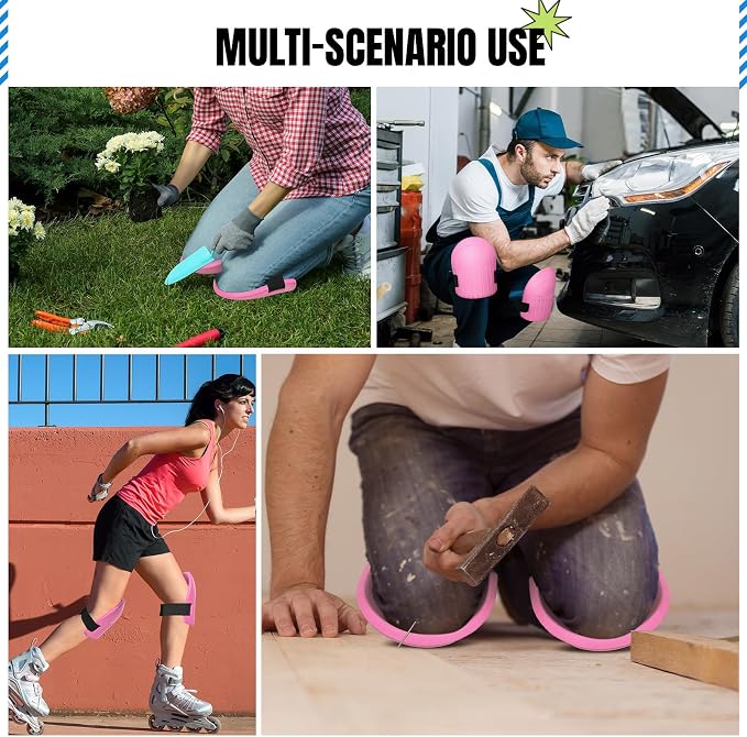 WinnerWhy Gardening Knee Pads for Women and Men Lightweight Waterproof Foam Knee Pads for Gardening and Housework with Adjustable Hook'n'Loop Straps(Pink)