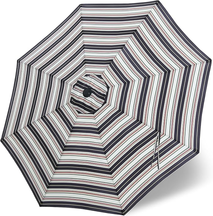 MASTERCANOPY Patio Umbrella 10 ft Replacement Canopy for 8 Ribs-Black and Red stripe Canopy Only