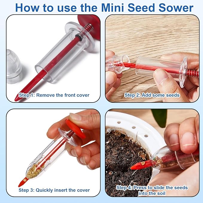 7-Piece 10inch Seed Spacing Set, Seed Planter Tool, Handheld Gardening Tool with Adjustable Seed Dispenser, Plastic Construction for Precision Planting and Garden Maintenance