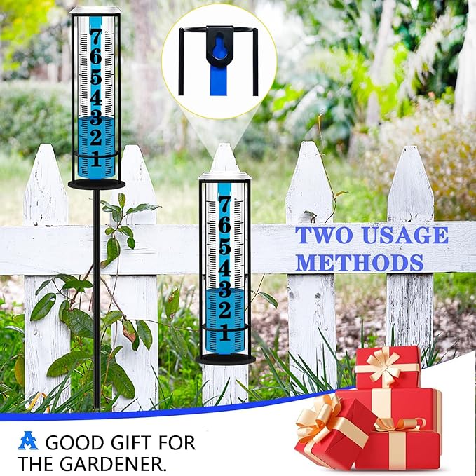 Rain Gauge outdoor, Upgraded Accurate Rain Gauges Outdoors best rated, Thickened Transparent Plastic Rain Measure Gauge for Yard, Adjustable Height Large Rain Measuring Tool for Garden, Easy to Read