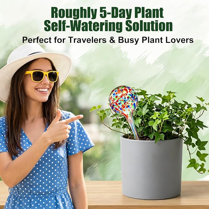 Plant Watering Globes Automatic Glass Watering Bulbs, Glass Ball Planter, Decorative Garden Watering Plant Watering Bulbs with 8-Pack, 2.87 inch Diameter