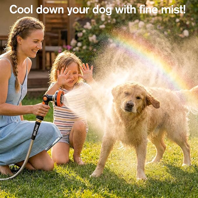 Rosy Earth Garden Hose Nozzle, Heavy Duty Metal Water Hose Sprayer, 9cm/3.5" Ultra-Wide Garden Hose Sprayer, 8 Patterns, Thumb Control Water Hose Nozzle High Pressure for Watering, Cleaning, Car, Pet