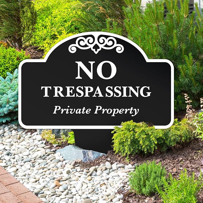 Custom Yard Signs No Trespassing, Personalized Inground Sign For Outdoor Use Square, 12x15 Inches, Aluminum Composite Made in USA