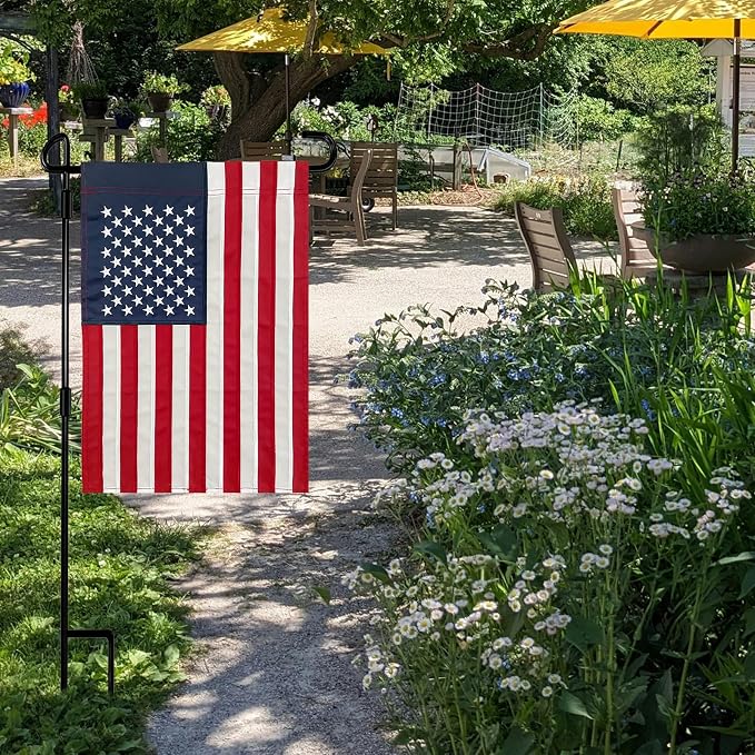 Bradford 2 Pack Embroidered American Garden Flag 12x18 inch, Small American USA Garden Flag for Outside Yard Heavy Duty