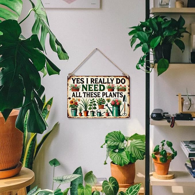 KBKBART Gardening Gifts Vintage Gardening Sign Yes I Really Do Need All These Plants Tin Sign for Home Garden Greenhouse Living Room Bedroom Outdoor Yard Backyard Decor 8X12 Inch