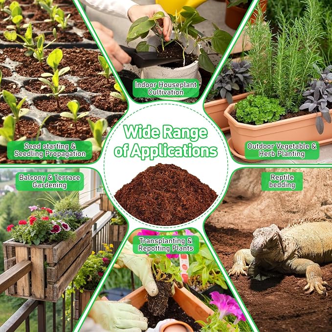 Riare 50 Pcs 30mm Organic Coco Coir Seed Starter Soil, Compressed Coconut Coir Potting Soil Mix for Seed Starting, Coconut Fiber Pellet for Planting Indoor & Outdoor Plants, Vegetables, Garden