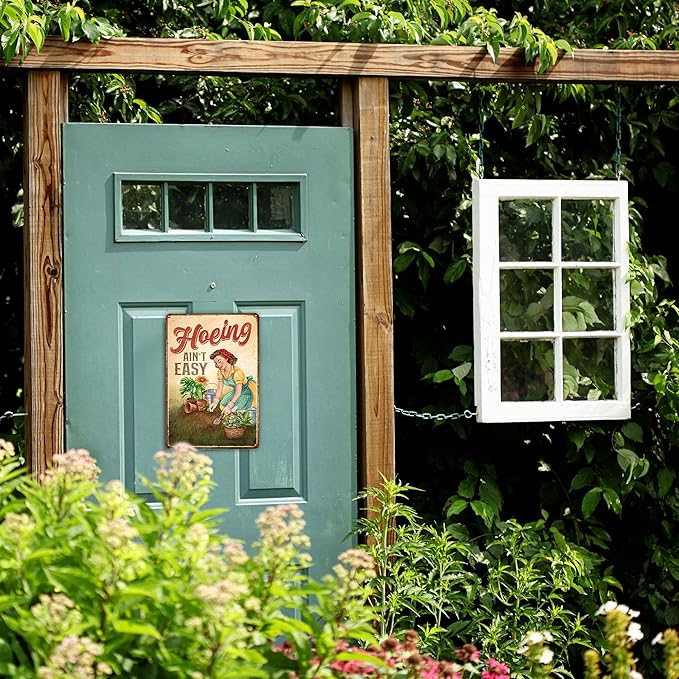 KORUBIA Mothers Day Gifts - Gardening Gifts for Women, Plant Lovers, Gardeners - Plant Garden Sign - Vintage Gardening Metal Signs for Outdoor - Home Greenhouse Decor Garden Signs, 12''x8'' Metal Sign