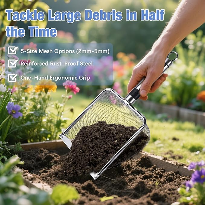Gardening Soil Sifter (5 Set, 2/2.8/3.8/4.3/5mm)
