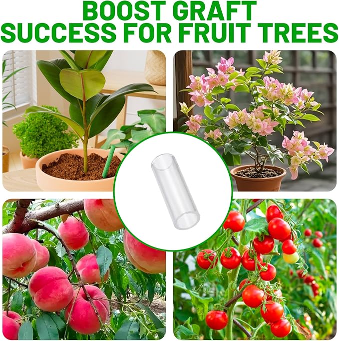 200Pcs Grafting Tape for Fruit Trees, Silicone Grafting Sleeves for Plant Grafting, Tree Grafting Supplies with 3-7.5mm Diameter , Professional Grafting Protection Tubes for Orchard and Garden Use