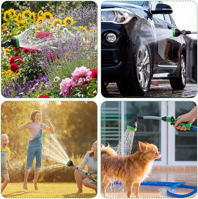 Meanplan 2 Pack Metal Watering Wand for Garden Hose, 20 Inch Hose Sprayer with 180 Degree Swivel Head, 8 Spray Patterns, Thumb Control, Heavy Duty Nozzle for Hanging Baskets, Planters