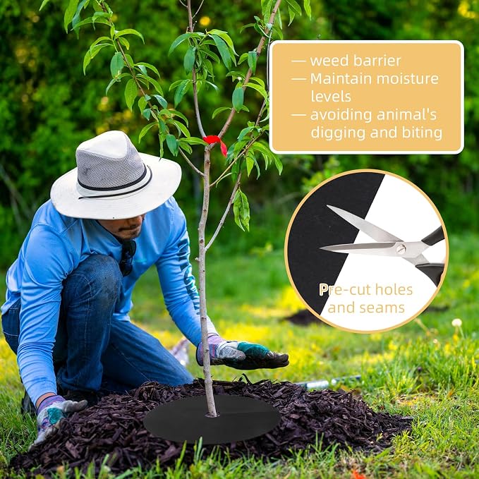 20Pcs Weed Barrier Mats, Tree Rings Mulch Mat, Tree Protectors, Tree Mats for Weeds,Used to inhibit Weed Growth and Landscape Weed Control(25.2 Inch)