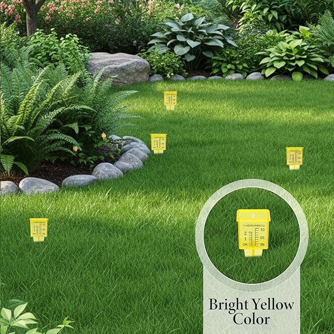 20 Pack Rain Gauges, 1.5" Sprinkler Rain Gauge Yellow Transparen Rains Gauges Outdoor Water Measuring Tool for Yard Lawn Garden with Inch and Centimeter Scales Accurate Rainfall Measurement