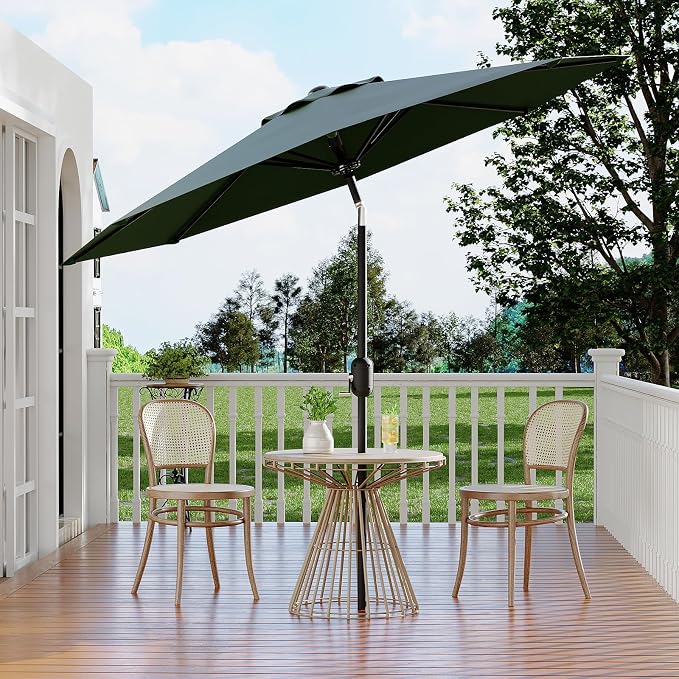 GarveeLife 9FT Patio Umbrella Outdoor, Table Umbrella with Push Button Tilt and Crank, 8 Sturdy Ribs UV Protection Waterproof for Garden, Pool, Market, Deck