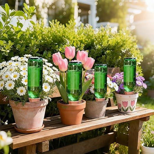 Plant Watering Spikes 12 Pack,Terracotta Plant Watering Spikes Wine Bottle Automatic Plant Waterer for Watering Indoor and Outdoor Plants While on Vacation - Plant Perfect Self-Watering Device