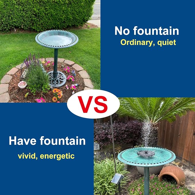 Bird Bath for Outside, Large 28 inch Tall Birdbaths for Outdoors with Solar Water Fountain, Plastic Retro Copper Bird Baths Bowl for Outdoor Garden Lawn Yard Patio Hotel Landscape Decor - Wide 20”