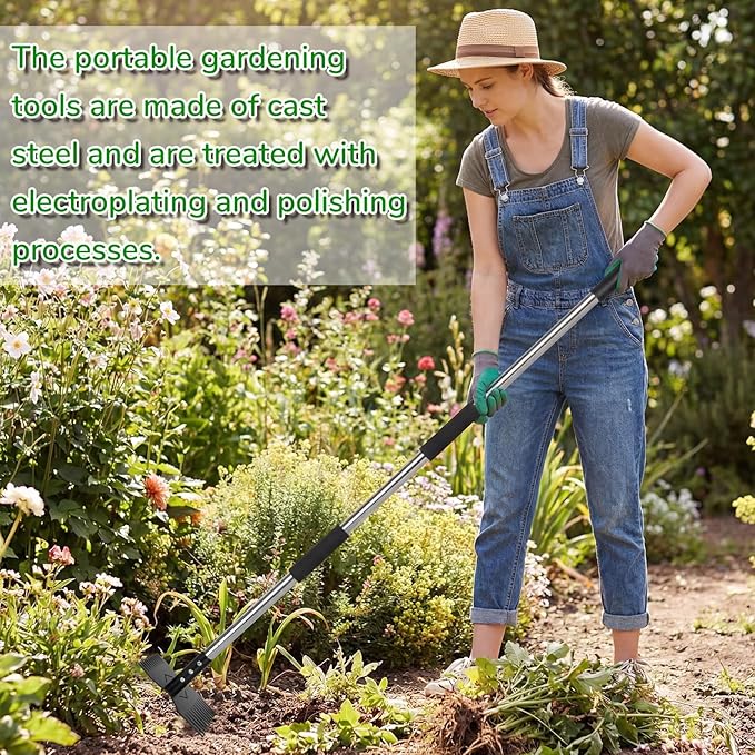 Garden Tools,Weeder Tool,63" Weed Puller Tool with Long Handle,Easy Weeding Without Bending or Squatting Down,Weeding Tools Suitable for Farm Planting and Gardening(Black 24 Claws)